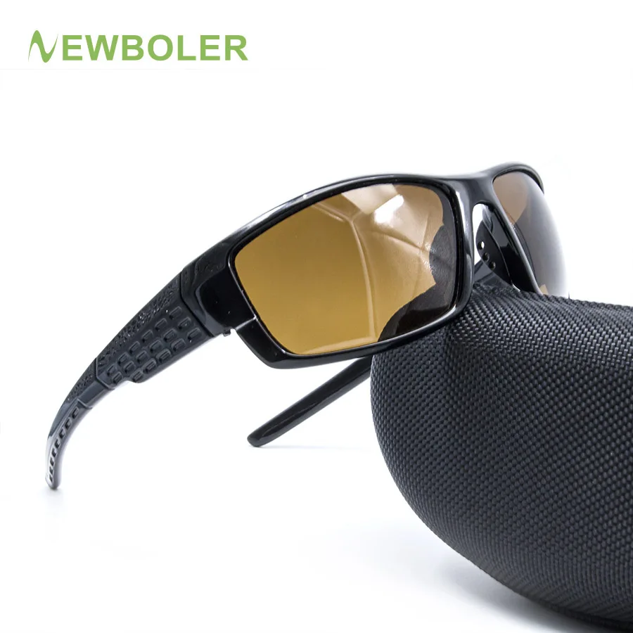 NEWBOLER, поляризованные солнцезащитные очки для рыбалки, коричневые, желтые линзы, ночная версия, мужские очки, для спорта на открытом воздухе, вождения, велоспорта, UV400