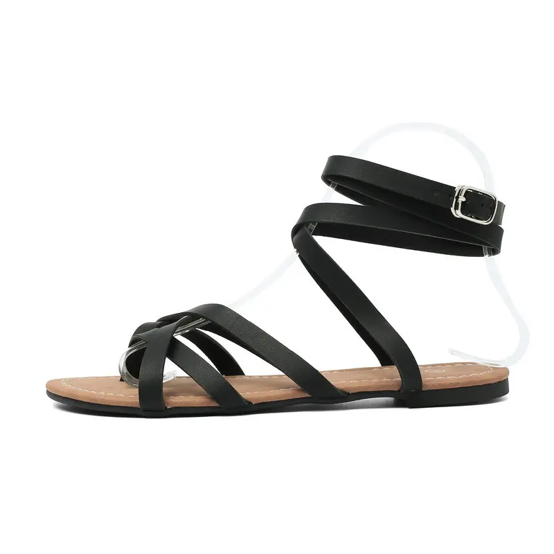 Женские сандалии гладиаторы с открытым носком черные коричневые удобные туфли