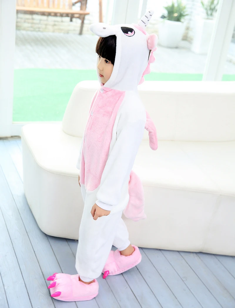 Kigurumi/зимняя Пижама для детей; Детский костюм с единорогом и животными из мультфильмов для девочек; комбинезон для мальчиков; одежда для сна; комбинезон для детей 4, 6, 8, 10, 12 лет