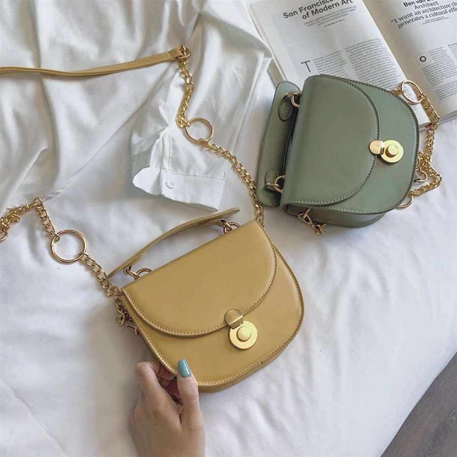 Сумка на плечо с металлической цепочкой дизайнерская женская сумка-седло модная