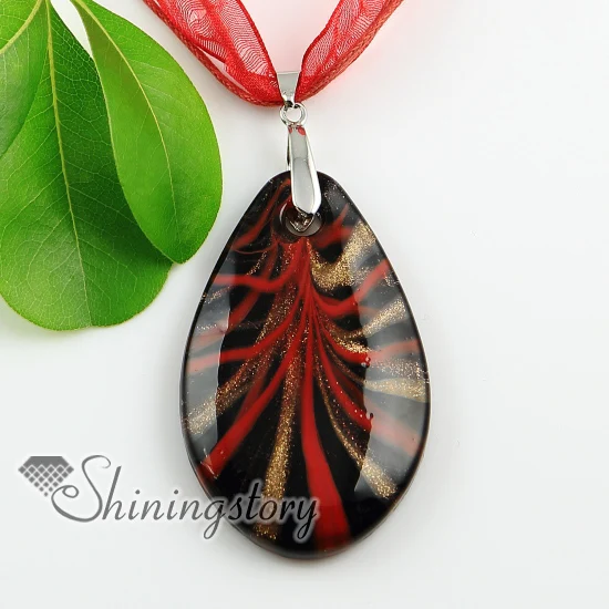 Стеклянные Подвески ручной работы в форме слезы с цветами внутри блестками и