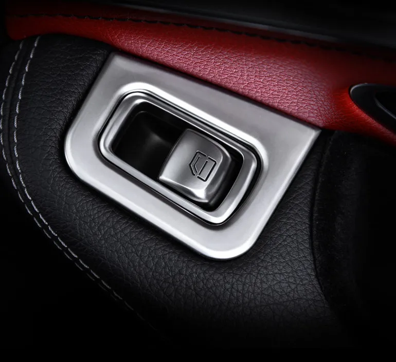 4 шт., накладка на кнопку стеклоподъемника для Mercedes Benz, автомобильные аксессуары C Class W205 GLC 260, автостайлинг