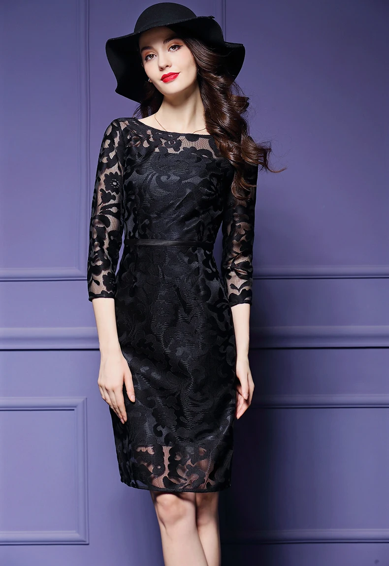 2018 летнее платье карандаш для женщин элегантное Сетчатое с вышивкой рукав