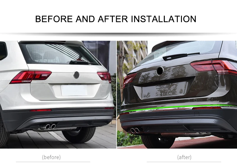 

For VW Volkswagen Tiguan 2017-2018 Car Styling Exterior Rear Tail Bumper Skid Bottom Cover Strip Trim Steel 3pcs Car accessories