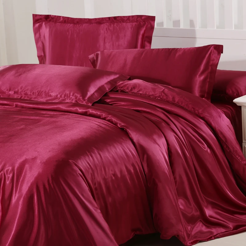 Шелковая Мода чистый винный красный французский стиль ледяной шелк мягкий 4 шт.