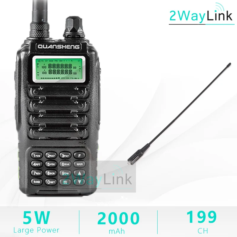 Add 38CM Antenna Высокое качество QUANSHENG TG-UV2 Ham Радио Двухдиапазонная 5 Вт QUANSHENG TG UV2 VHF супергетеродинная рация FCC CE сертификация - Цвет: Add 38CM Antenna