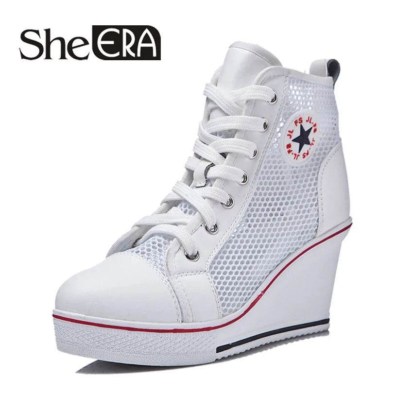 SheERA/Летняя обувь Женская повседневная Модная на танкетке Цвет черный белый