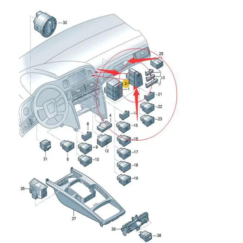 Для Audi A6L C6 перчаточный ящик Кнопка хранения перчатка переключатель buttonOEM 4ld927227 перчаточный ящик с переключателем светильник
