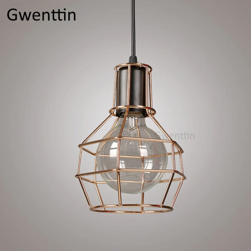 Железный подвесной светильник в виде птичьей клетки винтажный для гостиной