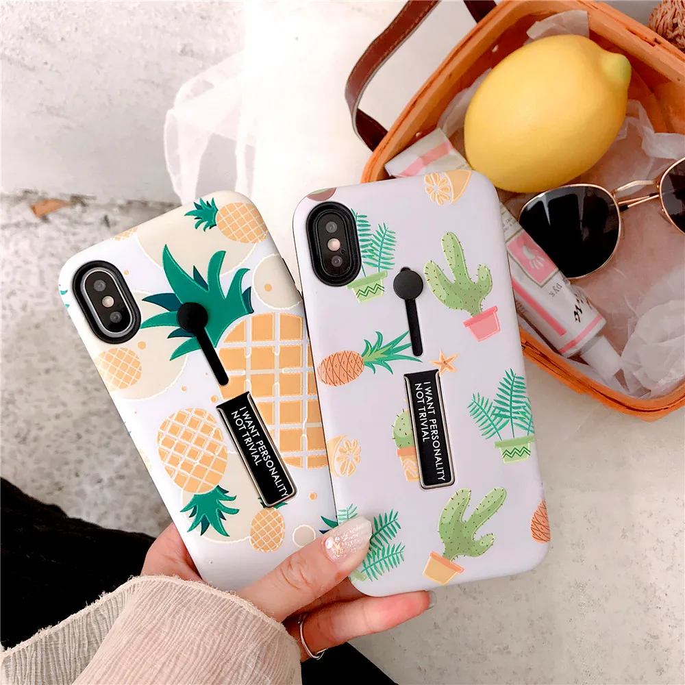 Скрыть кольцо подставка-держатель чехол для iPhone X XS MAX XR ананас клубника кактус