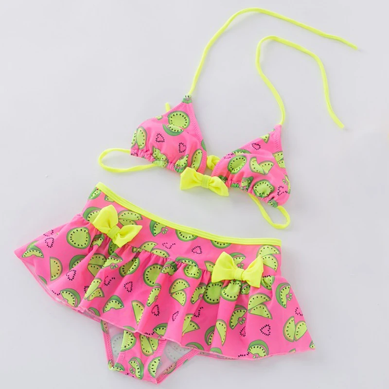 Бикини для девочек из двух частей 2020 новый детский купальник с принтом фруктов