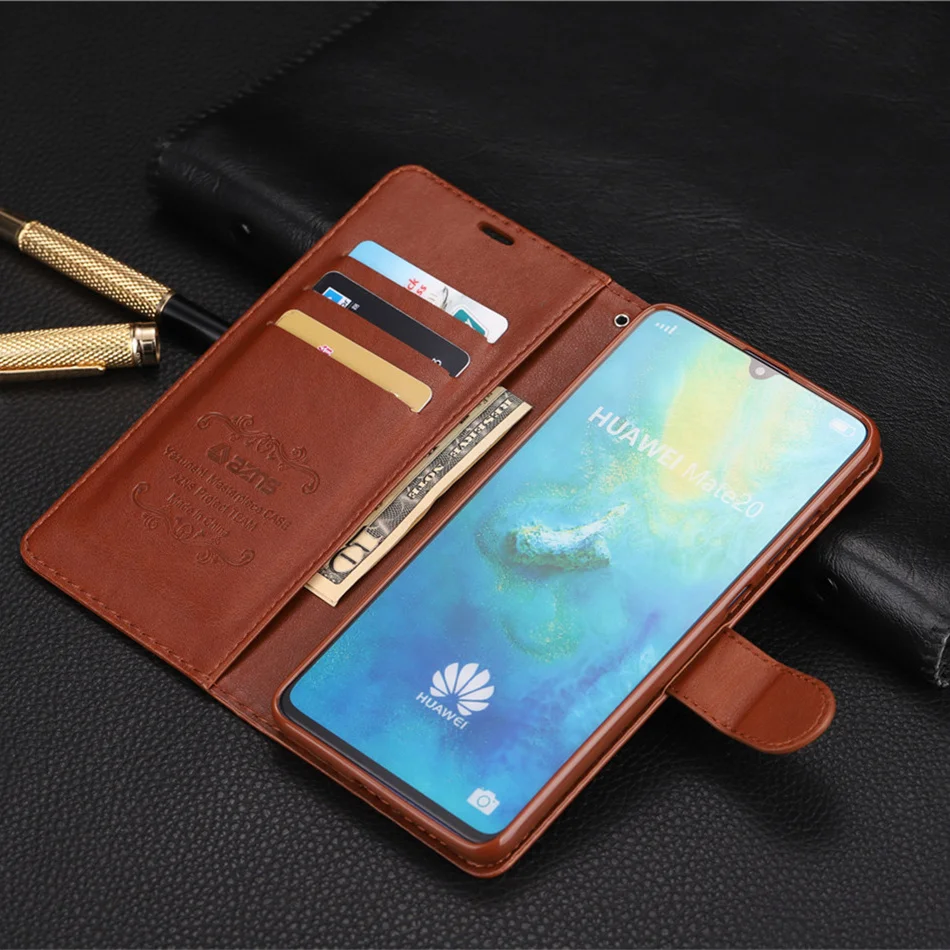 Кожаный чехол книжка с бумажником для Huawei Mate 20 30 LITE 40 PRO P30 P40 отделениями карт Honor 10i