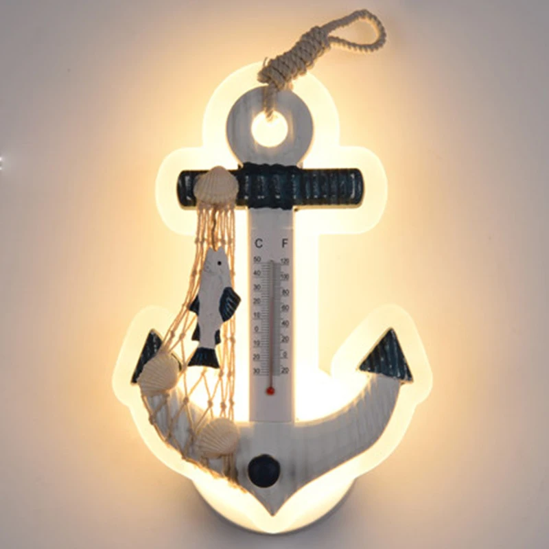 Декоративная настенная лампа в средиземноморском стиле деревянный рулевой руль