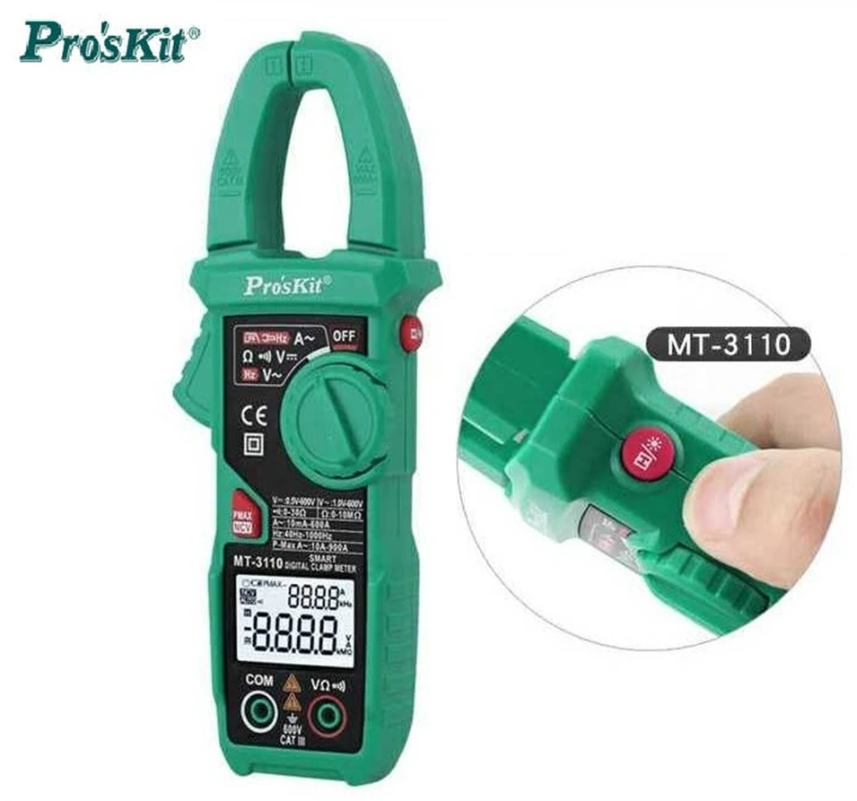 

NEW Pro'skit MT-3110 intelligent clamp meter dual screen digital display multimeter ammeter automatic range backlight
