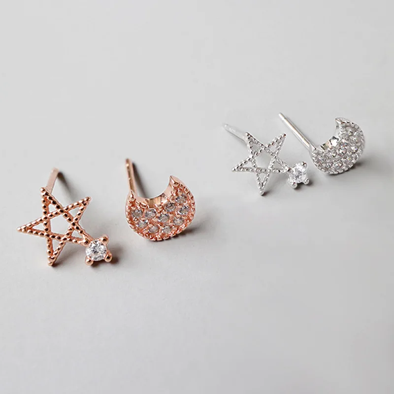 Ассиметричные серьги 100% подлинное серебро 925 пробы белые серьги-гвоздики с