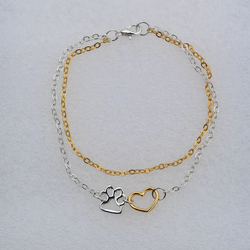 Hzew браслеты с двойной цепочкой в виде лапы Винтажные Ювелирные изделия кошки и