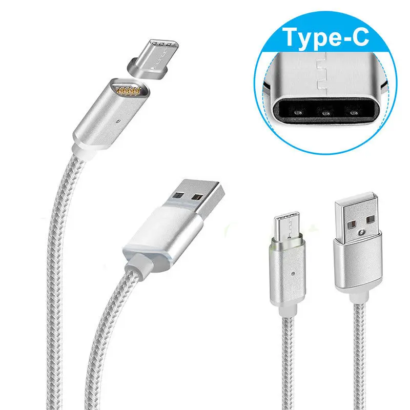 Нейлоновый Плетеный Магнитный кабель USB Type C/USB C быстрое зарядное устройство типа