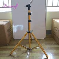 1pcs golden color hair salon adjustable aluminum tripod stand mannequin training head holder wig stand clamp
