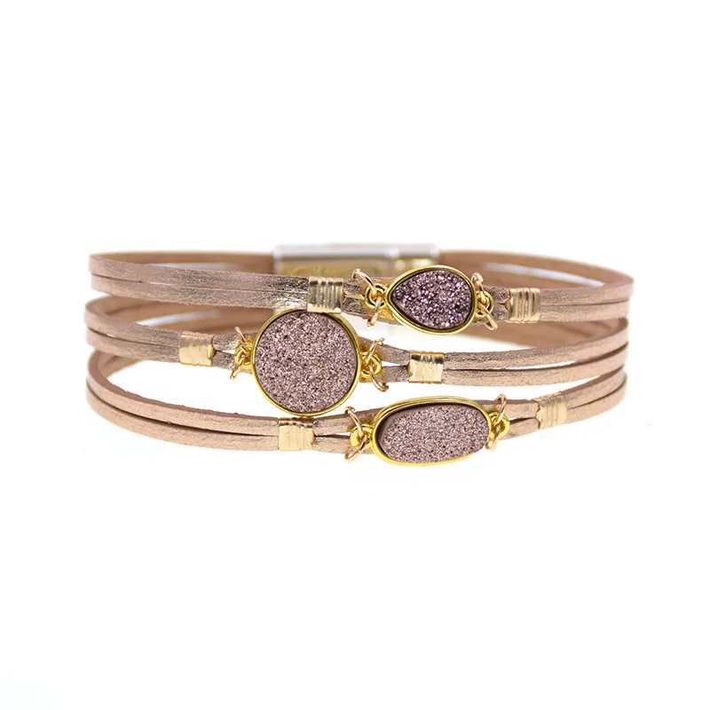 Кожаные браслеты WELLMORE женские и мужские с металлическим шармом подарочные