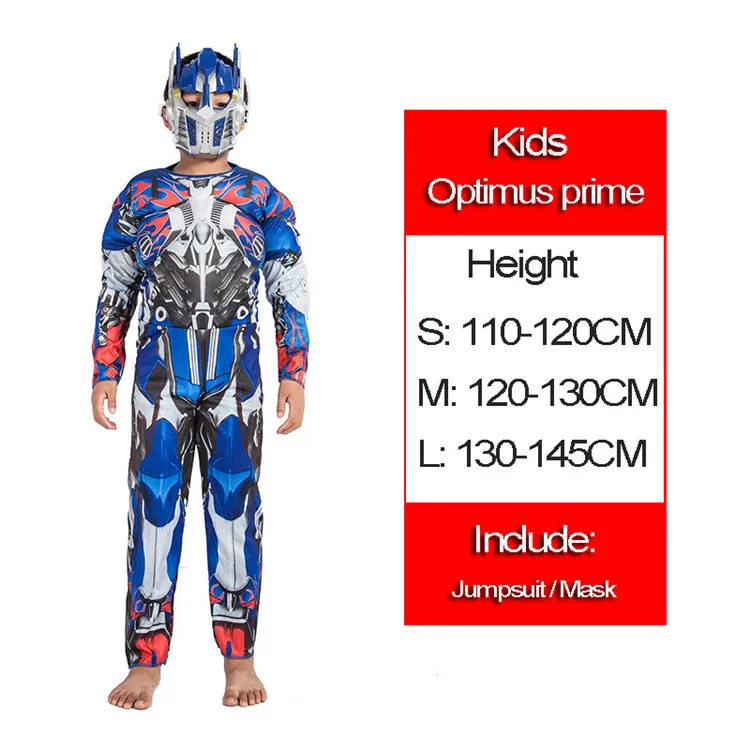 Optimus prime Человек-паук Супермен Дети Мышцы аниме косплэй костюм костюмы Капитан Америка человек Муравей Тор мальчик девочка чудо женщина Халк Бэтмен Hornet - Цвет: Optimus prime