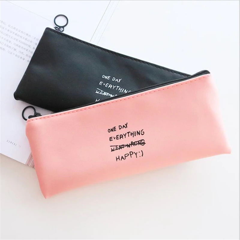 Милый чехол-карандаш в белый горошек, прекрасный водонепроницаемый чехол из искусственной кожи, канцелярские принадлежности, школьные принадлежности, сумка-Карандаш розового и черного цвета