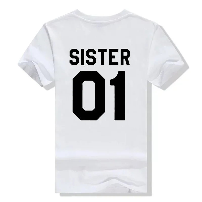 Мужская и женская футболка SISTER 01 BROTHER с принтом надписью для любителей топ коротким рукавом Повседневная