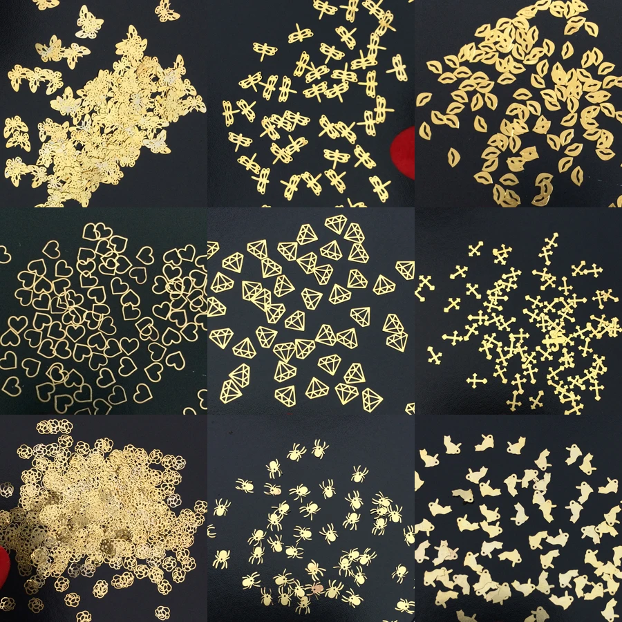 100 шт./лот золотые металлические наклейки для ногтей ультратонкие хлопья