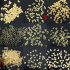 100 шт.лот золотые металлические наклейки для ногтей, ультратонкие хлопья, украшения для ногтей со стразами, милые 3D украшения для ногтей, очаровательные заклепки для дизайна ногтей