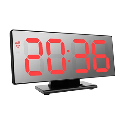 Black shell red wo Светодиодный зеркальный цифровой будильник многофункциональные электронные настольные часы Повтор ночного видения электронные настольные часы Despertador - Цвет: Black shell red wo