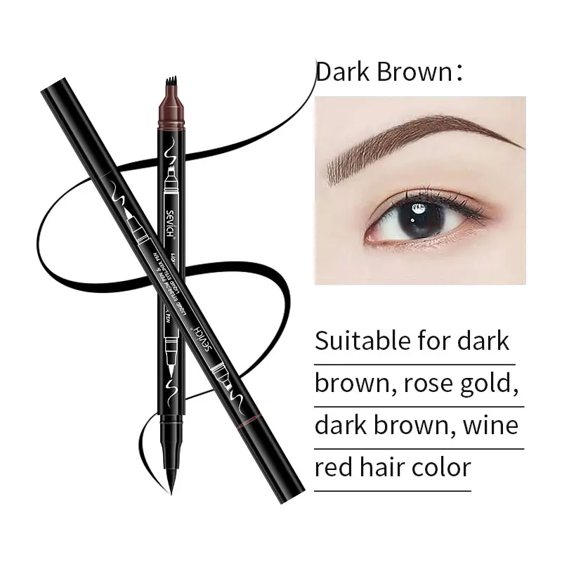 Dark Brown Sevich Водонепроницаемый карандаш для бровей Многофункциональный жидкая подводка для бровей, карандаш для макияжа, вилка наконечник бровей Карандаш для татуировки длительный - Цвет: Dark Brown