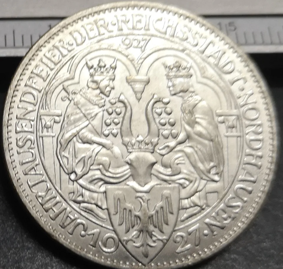 1927 Германия 1871 1948 3 копия монеты с посеребренным покрытием рейхсмарк