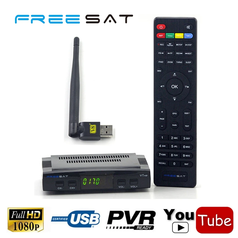 Цена оптовой продажи Мини freesat V7 HD DVB S2 Спутниковые антенны Поддержка powervu cccam|satellite