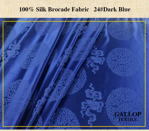 24Dark Blue Шелковая ткань Китайская традиционная парча атласная Cheongsam свадебное платье Хан Тан костюм Тибетский Халат пальто Подушка подвес дракон - Цвет: 24Dark Blue