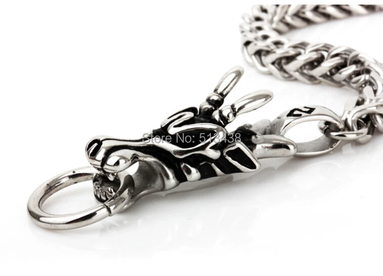 Мужской простой элегантный браслет 9 дюймов Байкерская цепь из нержавеющей стали