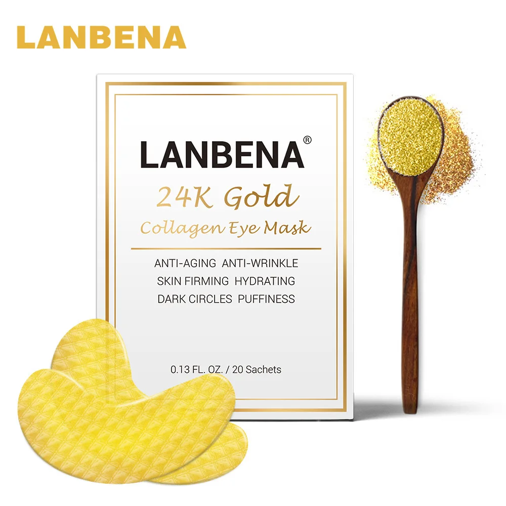 LANBENA 24K Золотая кристальная маска для глаз коллагеновая Антивозрастная против