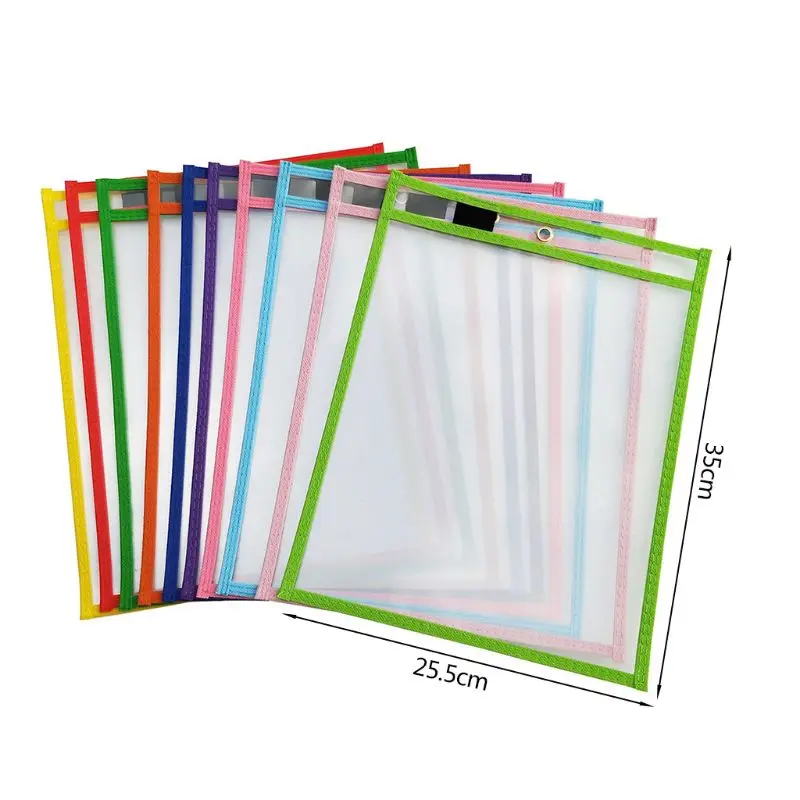 

10Pcs Dry Erase File Folder Document Bag For Reusable Writing And Wiping Bags For Office And School Supplies