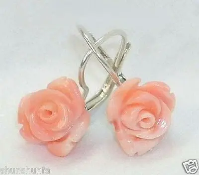 Женские Подарочные модные ювелирные изделия с надписью Love, Лидер продаж, розовые коралловые розы, серьги-Крючки 18KWGP