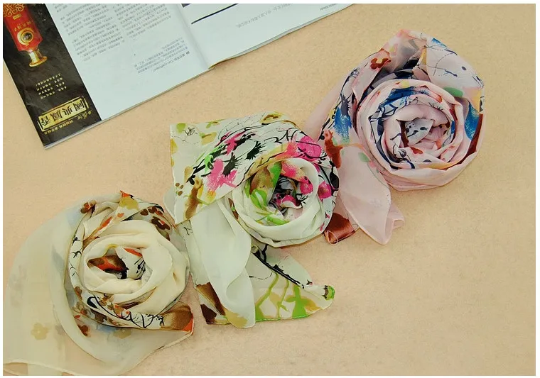 Bright flowers scarf elegant Chinese style oriental women silk scarves wholesale super cheap | Аксессуары для одежды