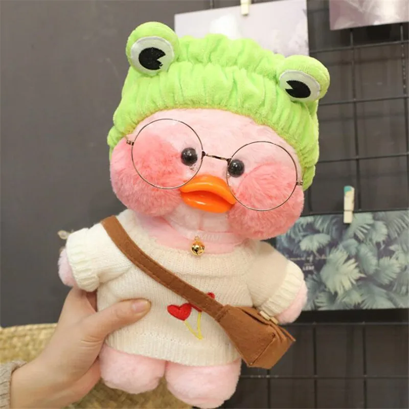 Милая розовая утка плюшевая кукла мягкая игрушка DIY свитер мультяшное животное Мими Гиалуроновая кислота желтая утка плюшевая игрушка для маленькой девочки подарок - Цвет: Frog Hairband Duck