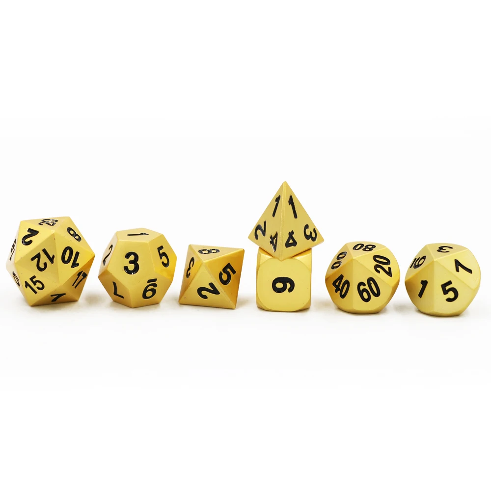 

7pcs/set Classic RPG Dice D&D Metal Dice DND Game Dice Set Plating Pearl Gold D4 D6 D8 D10 D12 D20 Polyhedral dice