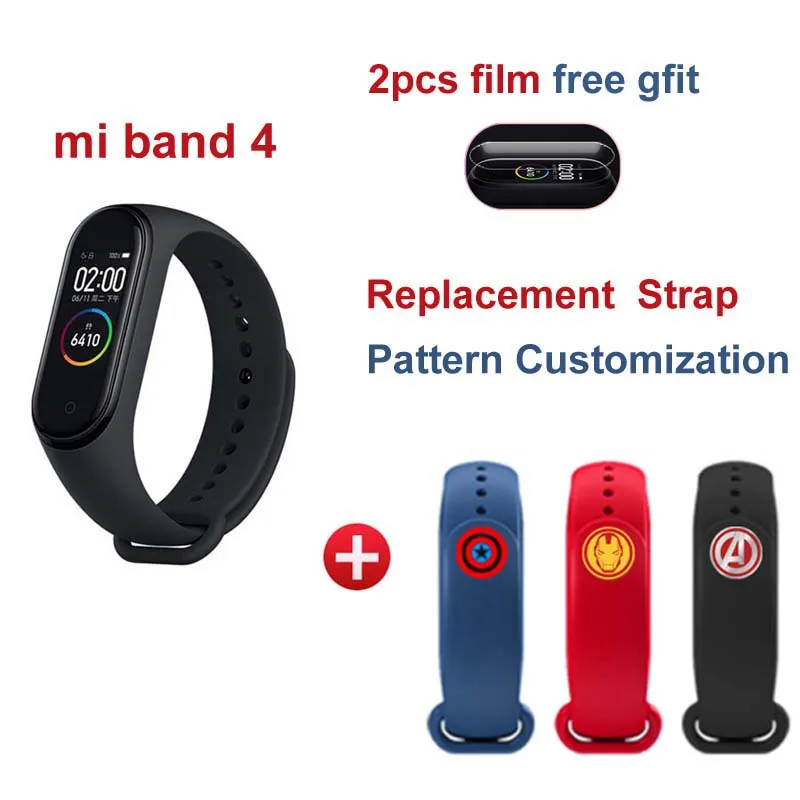 Xiaomi mi-браслет 4 Smart mi band 4 50M водонепроницаемый браслет с цветным экраном AMOLED 4 mi band 4 - Цвет: Band strap ColorLogo
