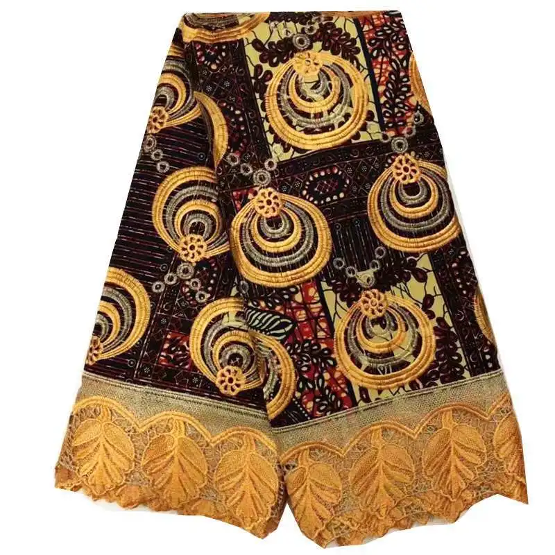 

Newest Guipure Cord Lace Fabric New Fashion ankara african wax print fabric With Embroidery African Wax Guipure Lace 6yards/lot