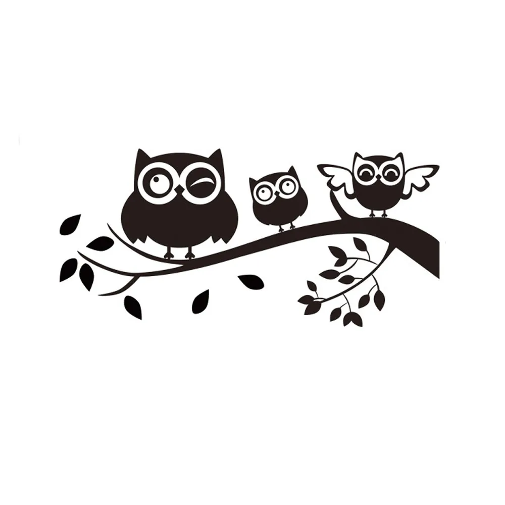 Настенные наклейки декоративные с рисунком черной совы для спальни детская