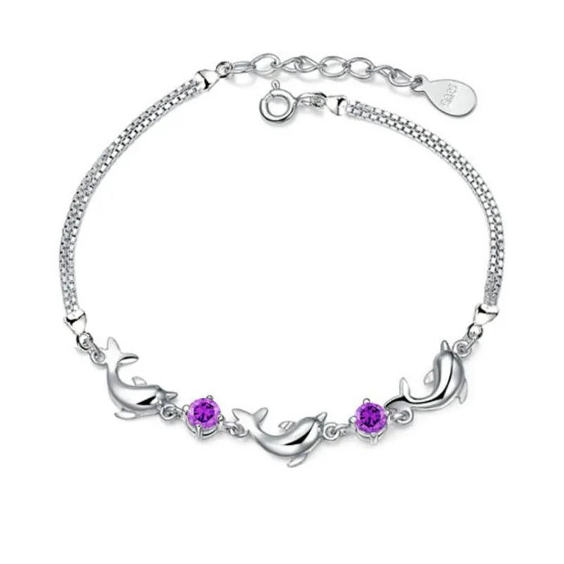 Модные украшения блестящий фиолетовый прозрачный браслет со стразами милый с