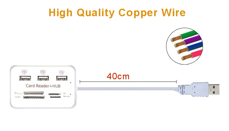 Twofro Micro usb-хаб 2,0 комбинированный кард-ридер все в одном высокоскоростной USB разветвитель адаптер USB 2,0 концентратор 3 порта для ПК ноутбук