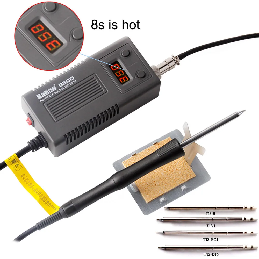 

BAKON 950D Mini Portable Electric Soldering Iron Digital BGA Soldering Station T13 head tip 75W 110V/220V Welding repair tools