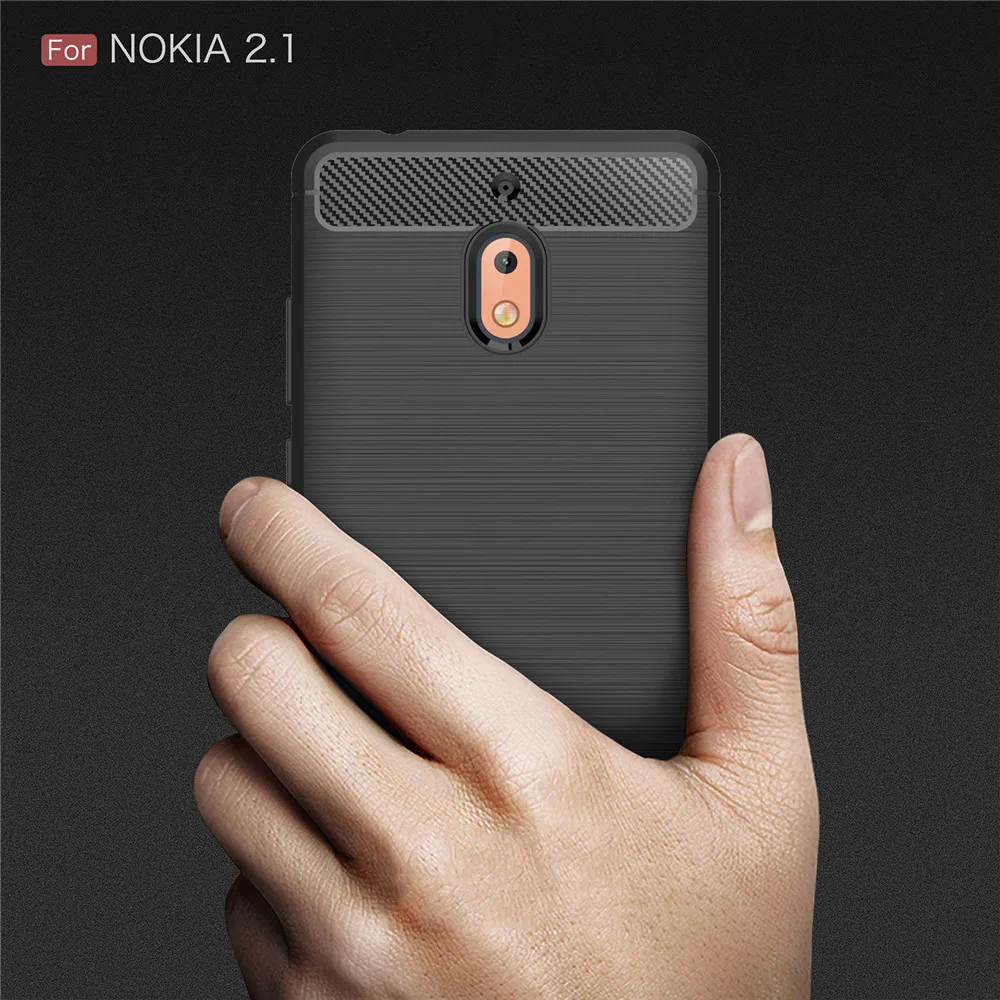 TRISEOLY For Nokia 2.1 TA-1080 TA-1092 Case 5.5'' Carbon Fiber Brushed TPU Rubber Silicone Phone Cover 2 2018 Bag Capa | Мобильные