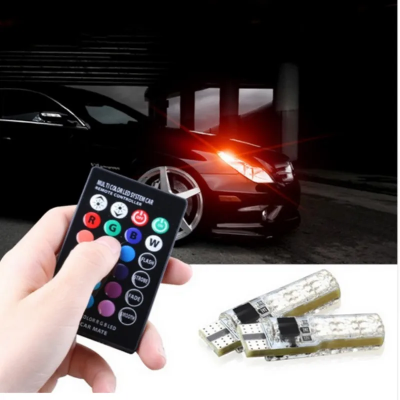 T10 светодиодный RGB W5W CANBUS зазор сигнала светильник для Lada VW Passat Golf MK5 MK6 CC Ford Focus 2 3 4