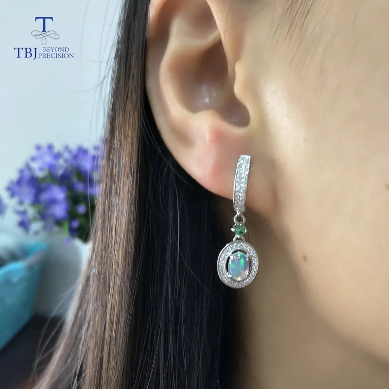 TBJ 2019 новые классические серьги с застежкой натуральным опалом и зелёный