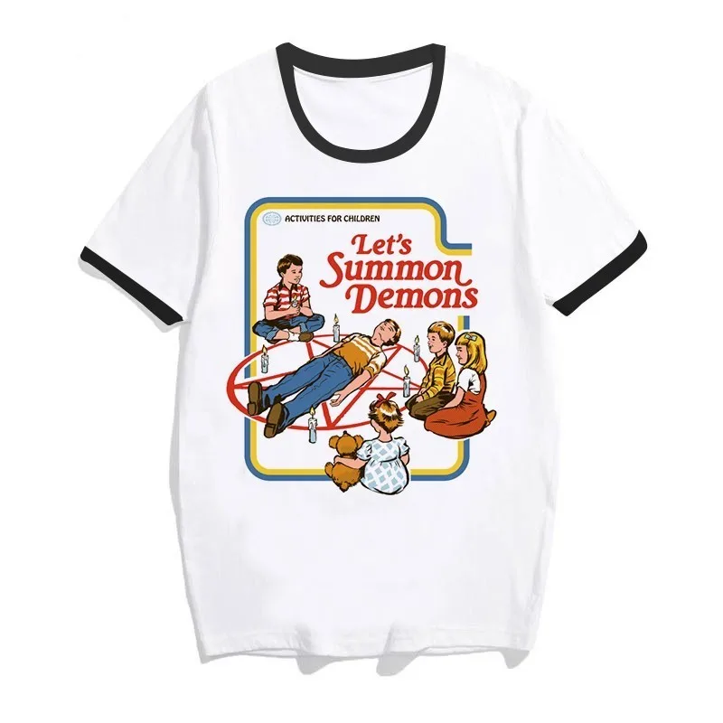 1141 Сатана футболка винтажная женская футболка Let's Summon Demons Graphic tees tops Harajuku Tumblr Футболка женская забавная футболка на Хэллоуин - Цвет: 1141